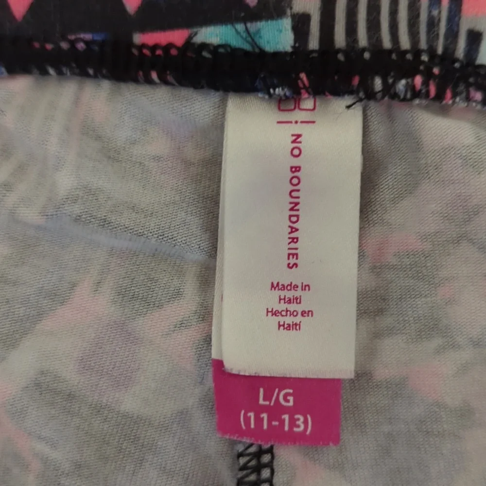 No Boundaries Neon Pink And Blue Print Geometric Leggings Size large (11-13) - Picture 3 of 7